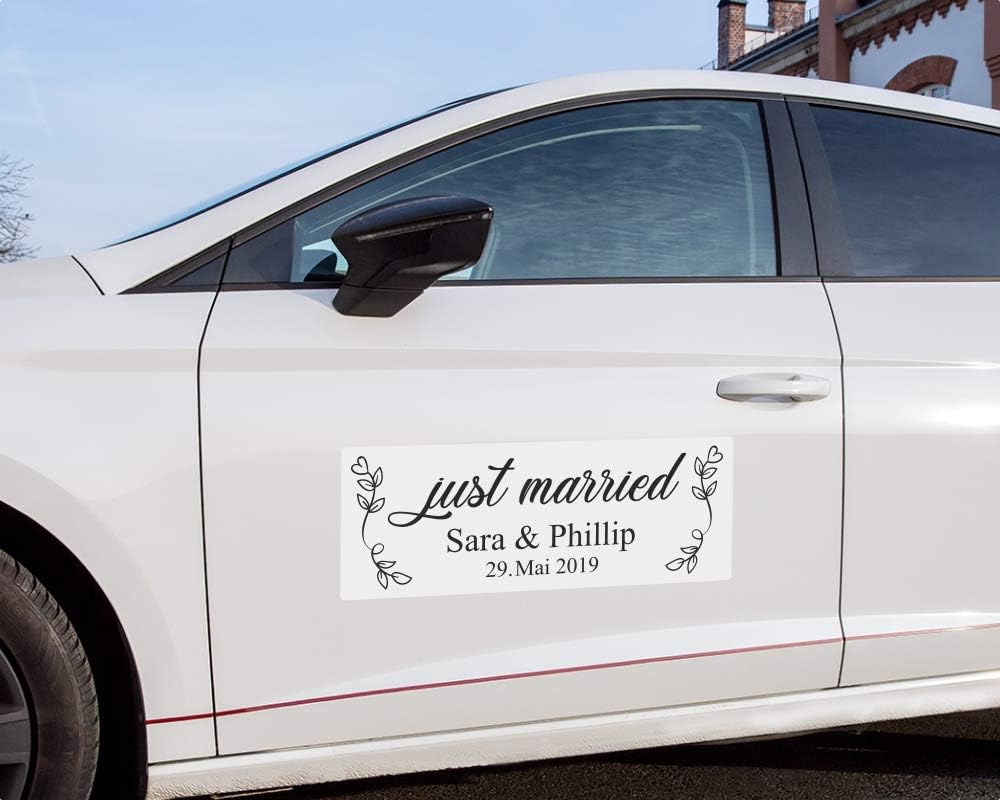 Kiwistar Magnetschild 'Just Married' – Wiederverwendbar, Für Auto & Metall, In Verschiedenen Größen & Farben