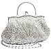 MG Collection Myra Beaded Evening Bag, Silver, One Size