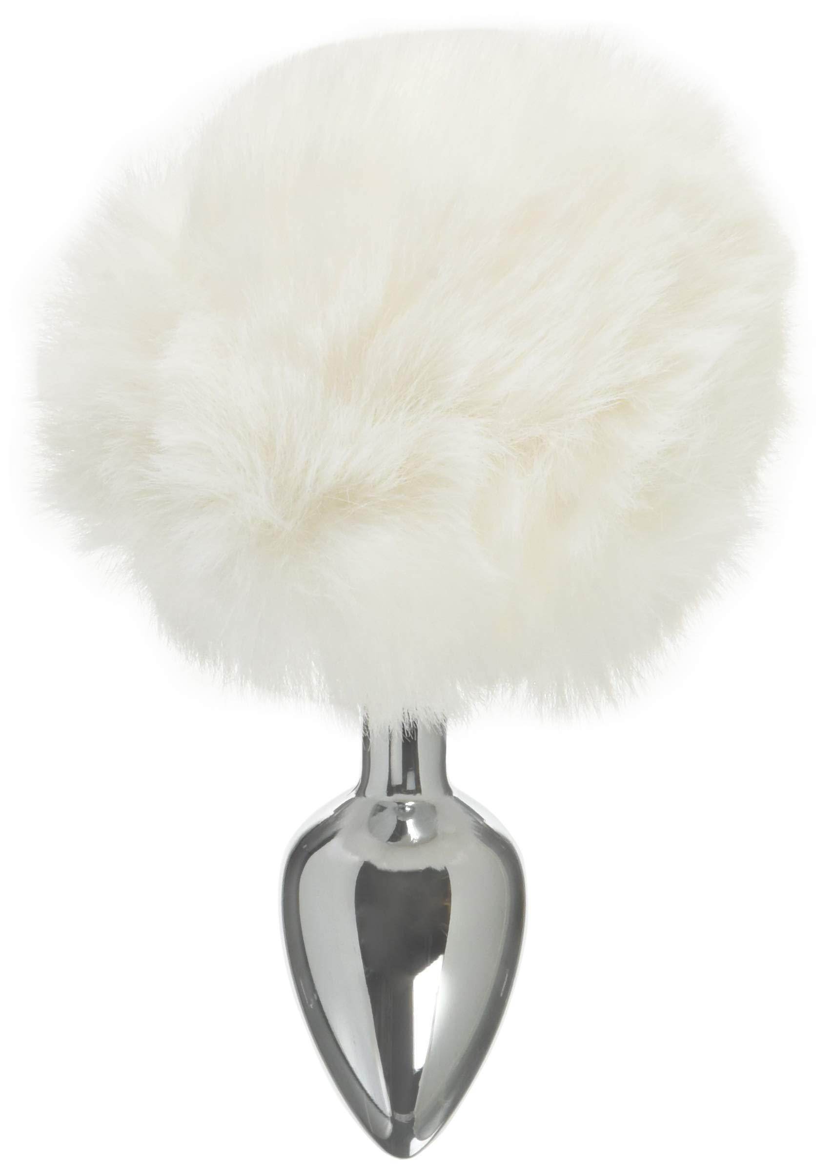 White Fluffy Bunny Tail Anal Plug
