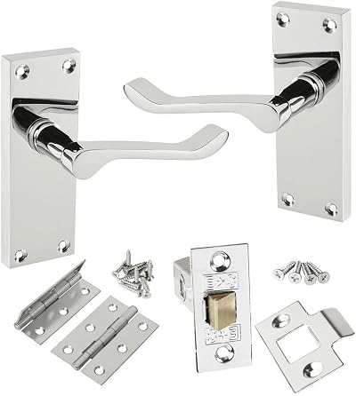 HANDLESTORE Victorian Scroll Door Handle Pack Polished Chrome Finish Pair