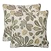 Mika Home Set of 2 Jacquard Tropical Leaf Pattern Throw Pillow Covers Decorative Pillowcase 20X20 Inches,Green Cream