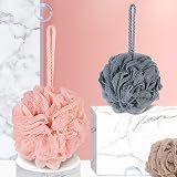 Omenluck 2Pcs Bath Loofahs Body Sponges Mesh Pouf Shower Balls Back Scrubber view 3