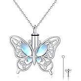 CHENGHONG Butterfly Urn Necklace for Ashes for Women 925 Sterling Silver Celtic Knot Irish Necklace Cremation Jewelry for Ashes for Human Keepsake Memorial Jewelry Gifts for Ashes