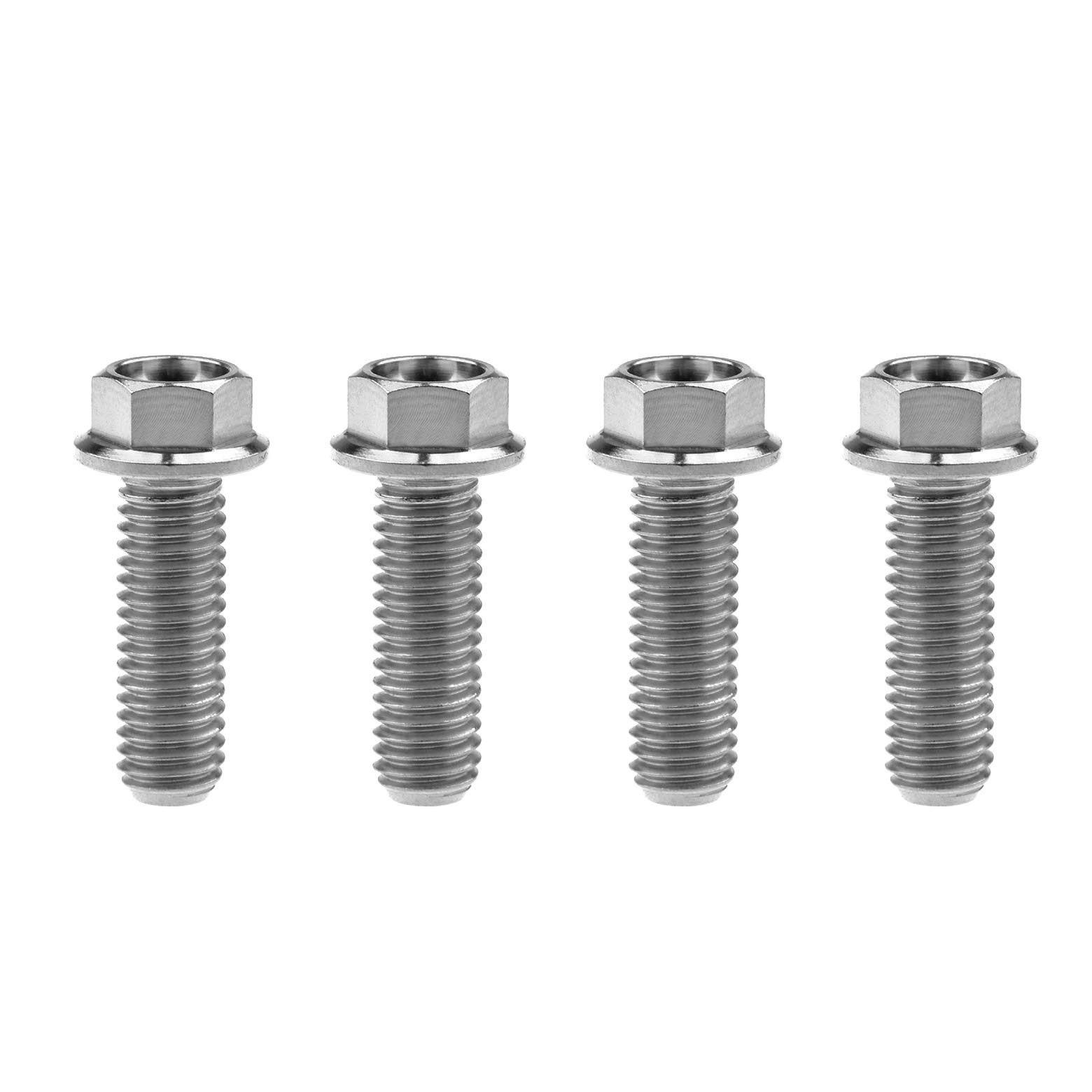 Wanyifa Titanium M8 Flange Hex Bolts, Grade 5, 4 Pieces, 25mm Length, 1.25mm Pitch, Natural Finish