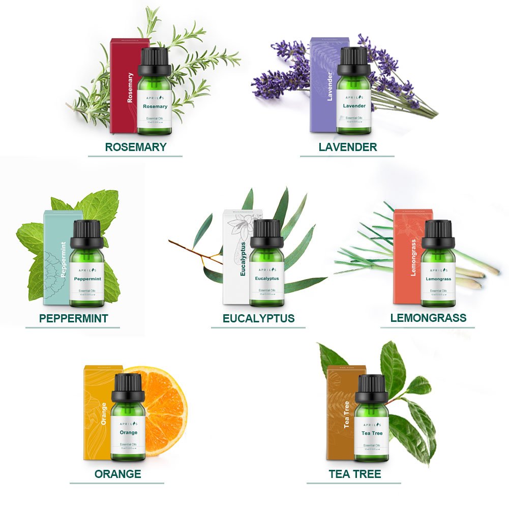 Aromatherapy Top 7 Essential Oils 100% Pure & Therapeutic-Grade, Essential Oil Set - Basic Sampler Gift Set & Kit (Rosemary, Lavender, Peppermint, Eucalyptus, Lemongrass, Orange, Tea Tree)