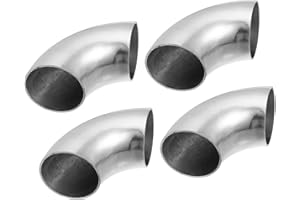 A ABSOPRO 4pcs OD 2 Inch 90 Degree Mandrel Bend Elbow SS304 Stainless Steel Bend Tube Exhaust Elbow Pipe for Car Modified Exh