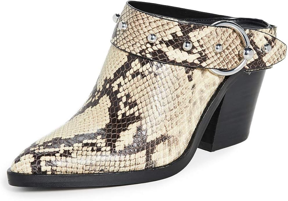 leather block heel mules