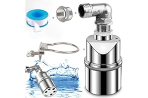MUSIBO Automatic Water Level Control Valve, 3/4 to 1/2 Inch Float Ball Valve, Float Valve, 304 Stainless Steel Water Level Control Float Valve for Tank, Swimming Pool, Pond, Fish Tank, Livestock Troughs.