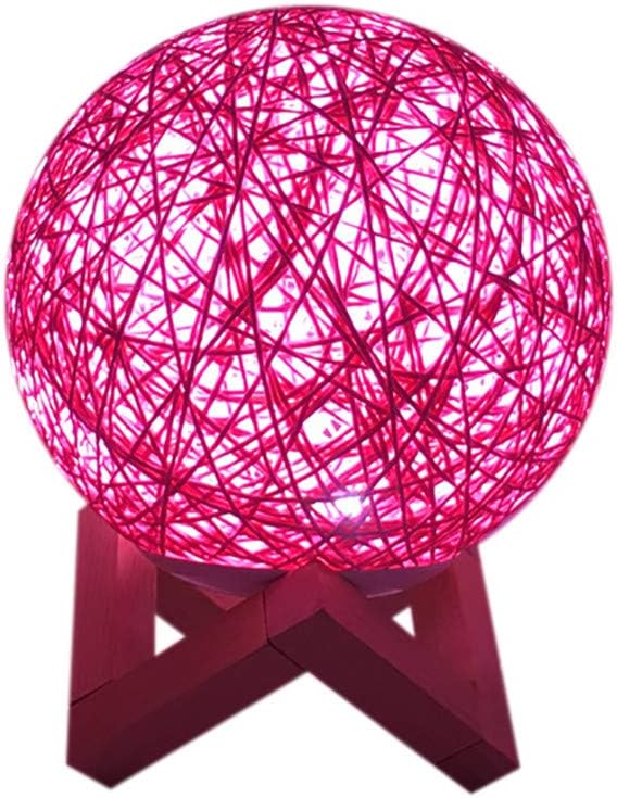 Chezaa USB Charging 3D LED Rattan Moon Night Light Moonlight Table Desk Lamp
