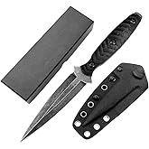XBOSAI 8.07inch Fixed Blade Knife with K Sheath, 440c Steel Blade, G10 Handle, Outdoor Full Tang Knife for Camping, Hiking, Fishing