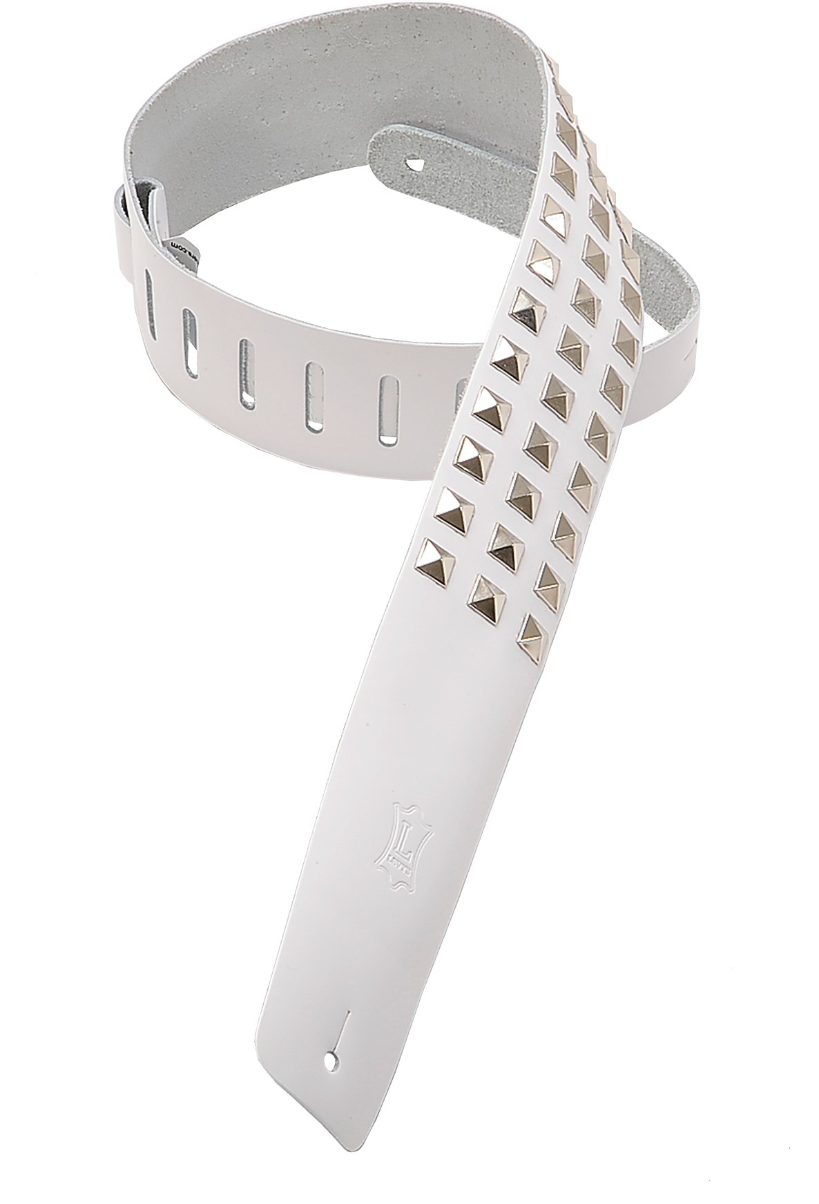 Levy's Leathers M1sd-wht 2.5 inch Leather Strap with Studs - White