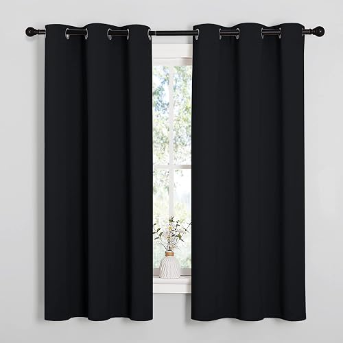 NICETOWN Blackout Curtains 2 Panels for Bedroom- Halloween Thermal Insulated Grommet Blackout Curtains 63 Inches Long for Living Room/Kitchen Rideaux occultants (2 Panels,W42 x L63 -Inch,Black)