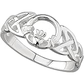 Claddagh Ring for Women, 925 Sterling Silver Traditional Celtic Jewelry, Crown & Heart Center, Weave Band, Made in Ireland by Irish Artisan Jewelers, Sizes 5-10