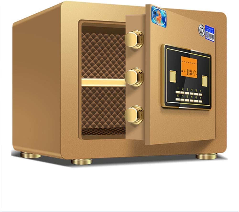 GLDMT 0.78 Cubic Feet Digital Security Safe, Large Lock Box with LED Display, Solid Steel Construction with Deadbolt Lock Wall-Anchoring Design for Home Hotel Gun Medication,Gold
