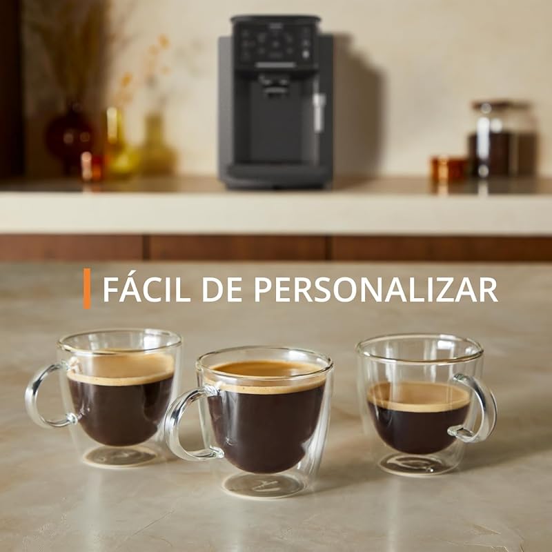 Cafeteira automática krups sensation c50 - potência 1450w, fácil utilização, 5 tipos de bebidas, 15 barras, fácil manutenção, alertas luminosos, fácil limpeza, configurações personalizadas, bocal de vapor, ea9108