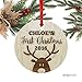 Andaz Press Personalized Laser Engraved Wood Christmas Ornament with Gift Bag, Baby's First Christmas 2024, Round, Reindeer, Custom Name, 1-Pack, Baby Shower Ideas