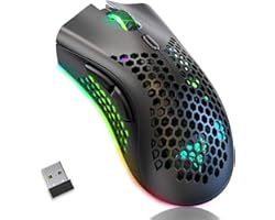 BENGOO KM-1 Wireless Gaming Mouse, Computer Mouse with Honeycomb Shell, 6 Programmed Buttons, 3 Adjustable DPI, Silent Click,