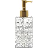 UHEY HOME Glass Hand Liquid Soap Dispenser Bathroom, 11oz Refillable Liquid Soap Dispenser with Rust-Proof Plastic Pump for Kitchen