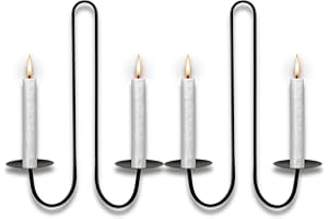 WHSLILR Metal Wall Candle Sconces Holder - Modern Candle Sconces Wall Decor Set of 2, Hanging Wall Candle Holder for Fireplace Hallway Living Room Farmhouse Stairway Wall Decor - Black CS002