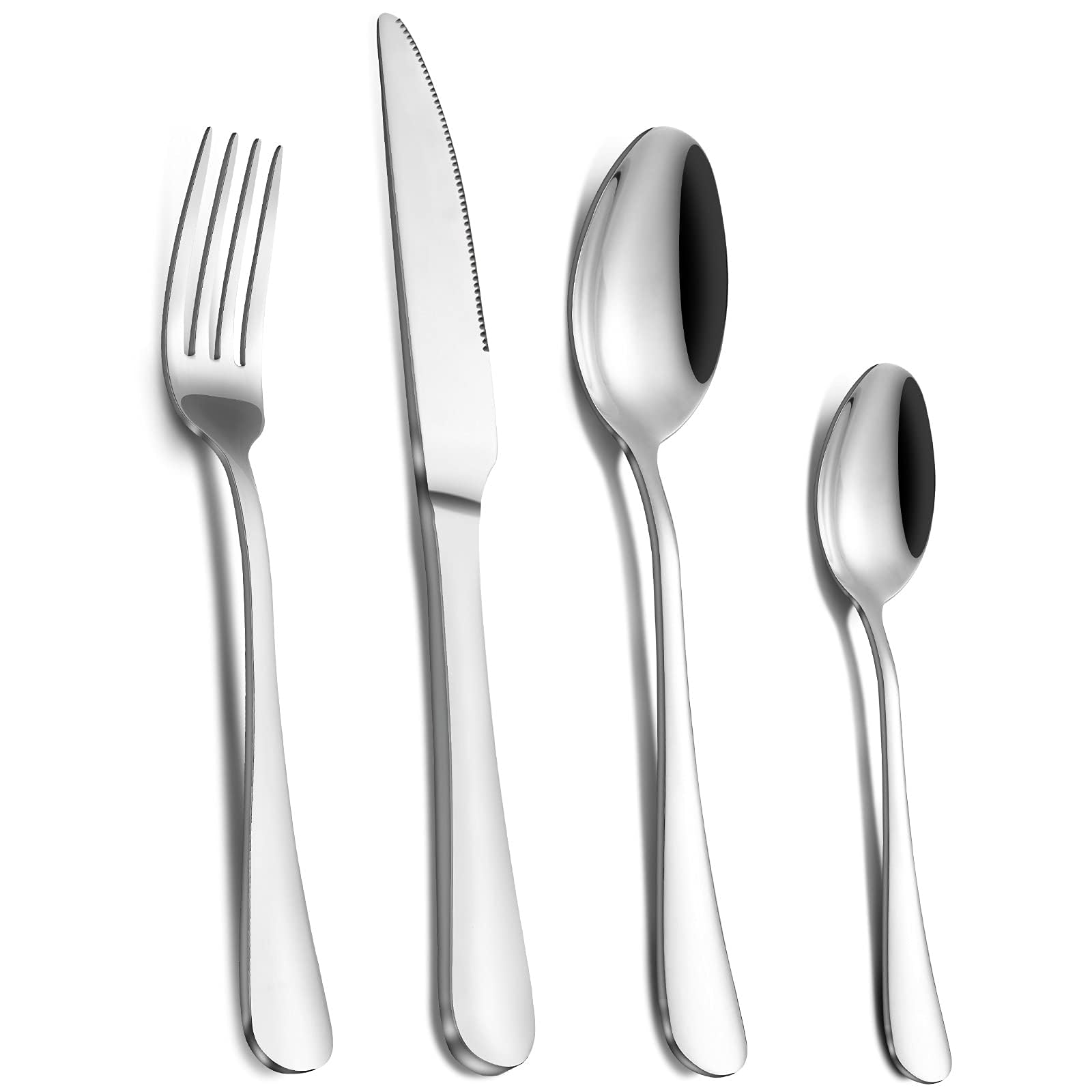 Cutlery Set, Pleafind Cutlery Set for 4, 16 Piece Silverware Set, Stainless Steel Knife and Fork Set, Flatware Set, Mirror Polished, Dishwasher Safe
