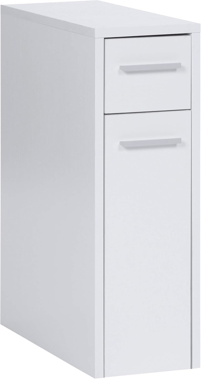 ts-ideen Apothekerschrank Badregal Standregal Küchenregal Weiß Ausziehbar Rollwagen 62 x 21 cm