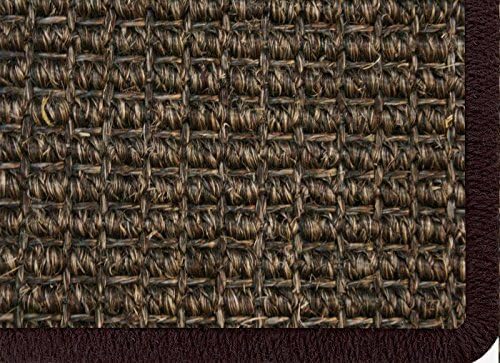 Milo Gunmetal Natural Sisal Rug/Coffee Bean Serged Border/100% Sisal Rug/5"X5" Sample/Custom Sizes Available