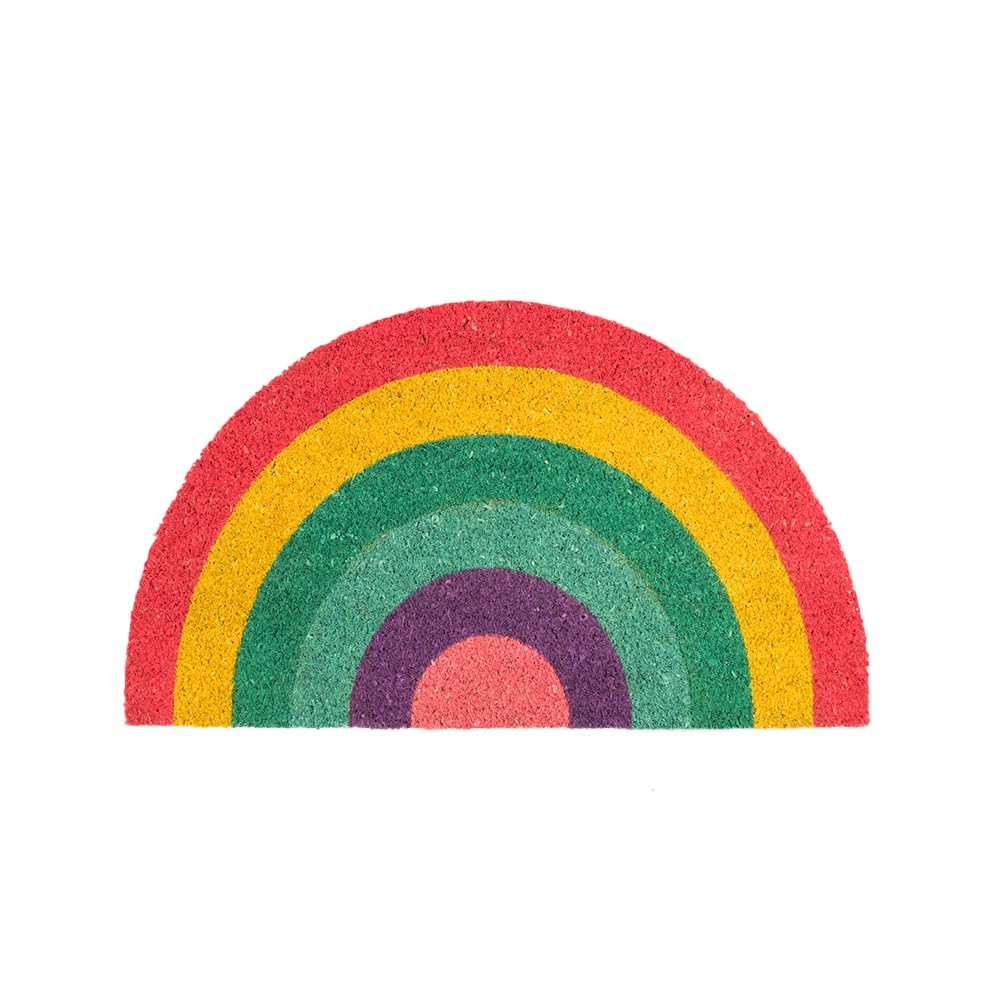 Fisura - “Rainbow” Coir Door Mat, Dirt Trapper Doormat with Non-Slip PVC Backing, Indoor & Outdoor Front Door Entrance Mat. Hand Painted. 27x15 inch — image 1