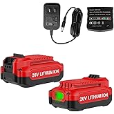 AYTXTG 2Pack 20V 3.5Ah Replacement V20 Craftsman 20V Battery and Charger Kit for CMCB202 CMCB204 CMCB206 CMCB201 CMCB100 CMCB124 with CMCB104 Craftsman 20Volt Battery Charger