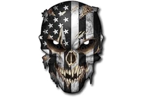 DECALS BY HALEY Skull with Reflective Eyes American Flag Vinyl Decal Stickers Car Truck Sniper Marines Army Navy Military Graphic