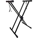 RockJam Xfinity Heavy-Duty, Double-X, Pre-Assembled, Infinitely Adjustable Piano Keyboard Stand with Locking Straps