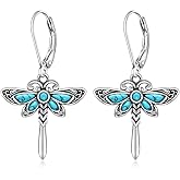 Talonior Dragonfly Earrings for Women Dangle 925 Sterling Silver Turquoise Earrings Vintage Jewelry Dragonfly Gifts for Women Mom
