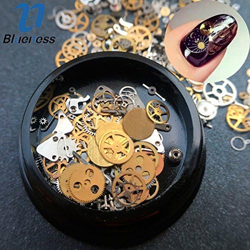 Blueness 1Box/Lot 3D Alloy Thin Sheet Gears Nail Art Decoration Nails Accessories JH460