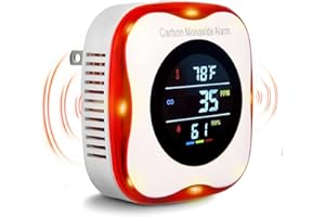 Vzmcov Plug-in Carbon Monoxide Detector with Real-time CO Display and Temperature and Humidity Monitor, Suitable for Home, RV, Apartment, Indoor air Safety Plug-in CO Compact Alarm