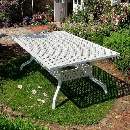 Amazon De Lazy Susan Aluguss Gartenmobel Set Weisses Sophia 200 X 120cm Rechteckige Gartensitzgruppe 1 Weisser Sophia Tisch 6 Weisse Maria Stuhle