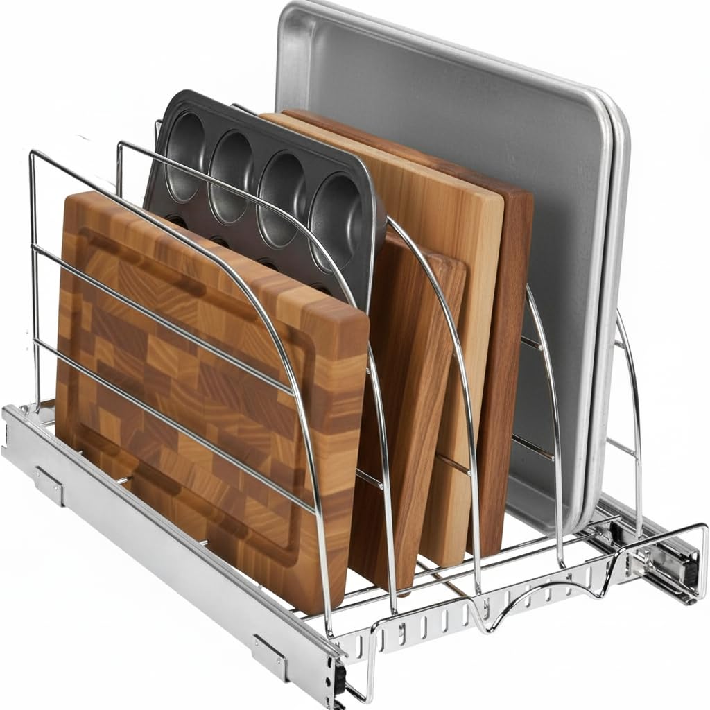 Photo 1 of (missing pieces) HOLDN’ STORAGE Pull Out Organizer for Bakeware, Cutting Board and Trays, Adjustable Dividers -