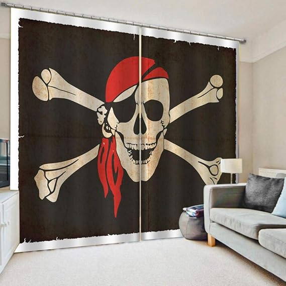 Empty Cortinas Opacas 3D Calavera para Cortinas oscurecedoras de