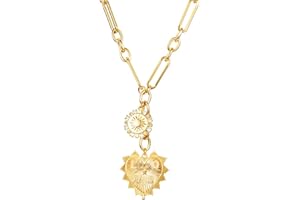 HETICA Chunky Gold-Plated Necklace for Women Heart Pendants Necklace Sun Flower Necklace Fashion Hip Hop Choker Gift