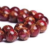 6MM 61PCS Red Cloisonne Craft Loose Round Beads for Jewelry Making DIY Bracelet