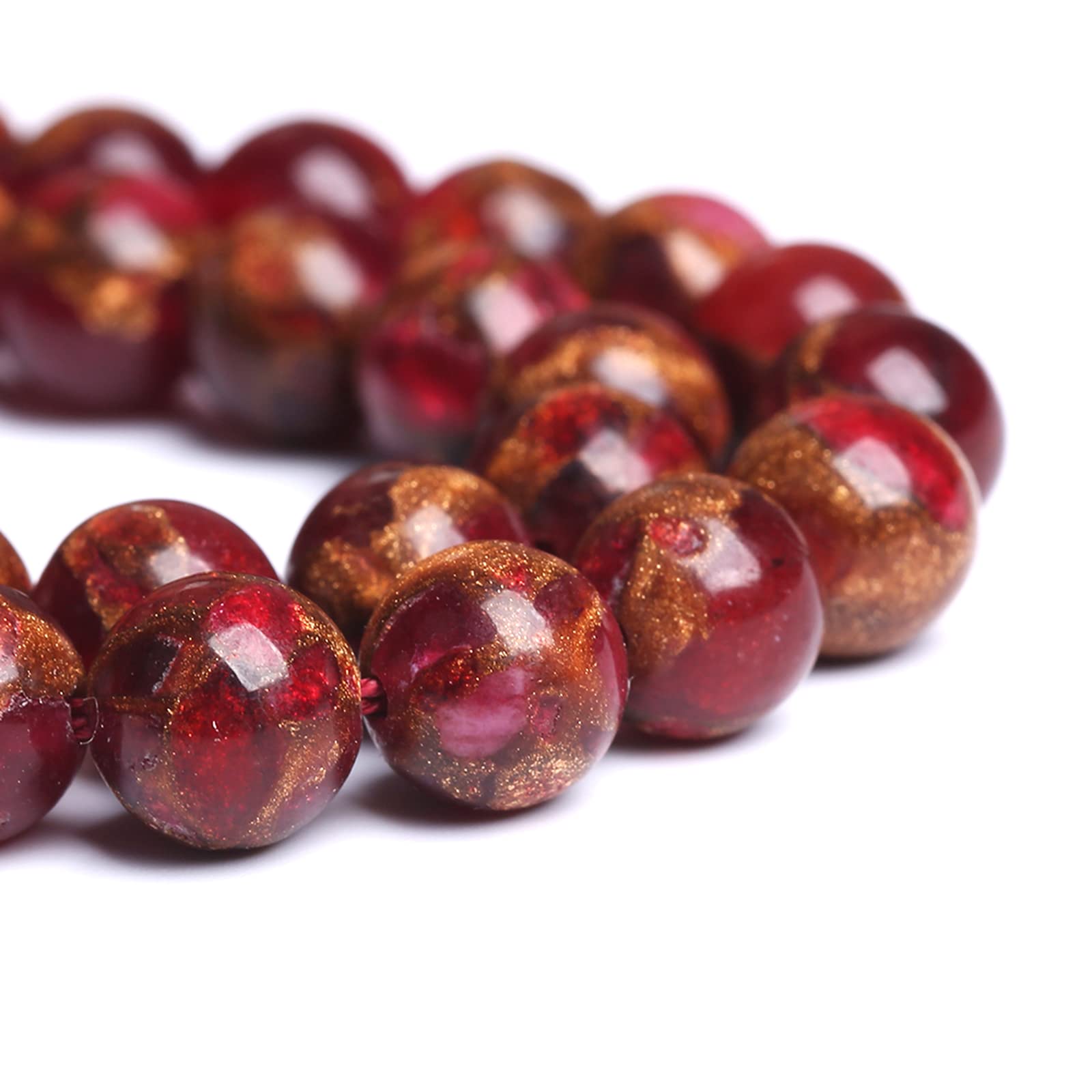 Photo 1 of 10MM 37PCS Red Cloisonne Craft Loose Round Beads for Jewelry Making DIY Bracelet