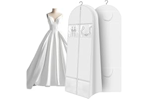 TATAVR 68" Portable Wedding Dress Garment Bag with 10'' gusseted and Accessory Pockets, Heavy Duty Waterproof Hanging Dress Bag with Handles for Wedding Dress, Long Costume Dresses, Ballgowns