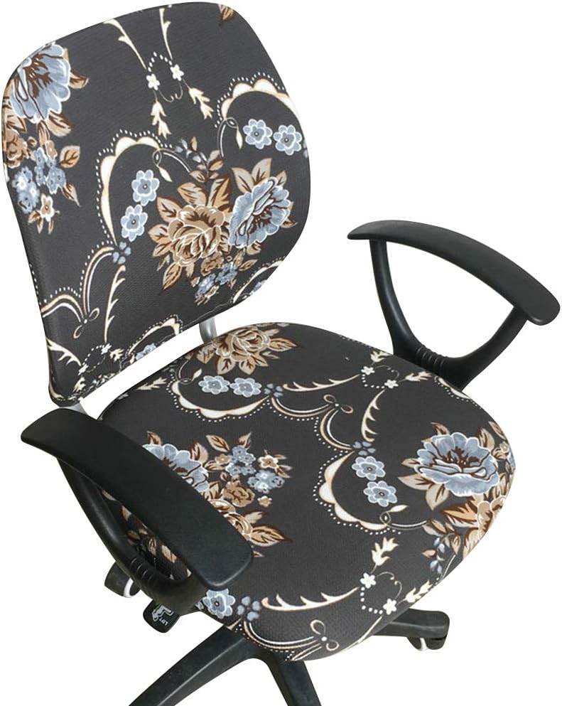 Echaprey Two-Piece Stretchy Washable Rotating Swivel Computer Office Chair Covers Anti-Dust Removable Armchair Cover (Style 2)