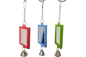 Reflector Toy with Bells Metal Hanging Hook Bird Cage Decoration Accessories for African Greys Macaws Bird with Bells