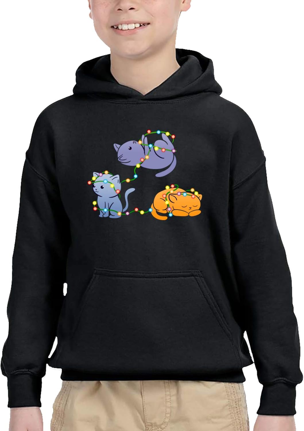 Adorable Cats Neon Boys Girls Hoodie Sweater Cotton Casual