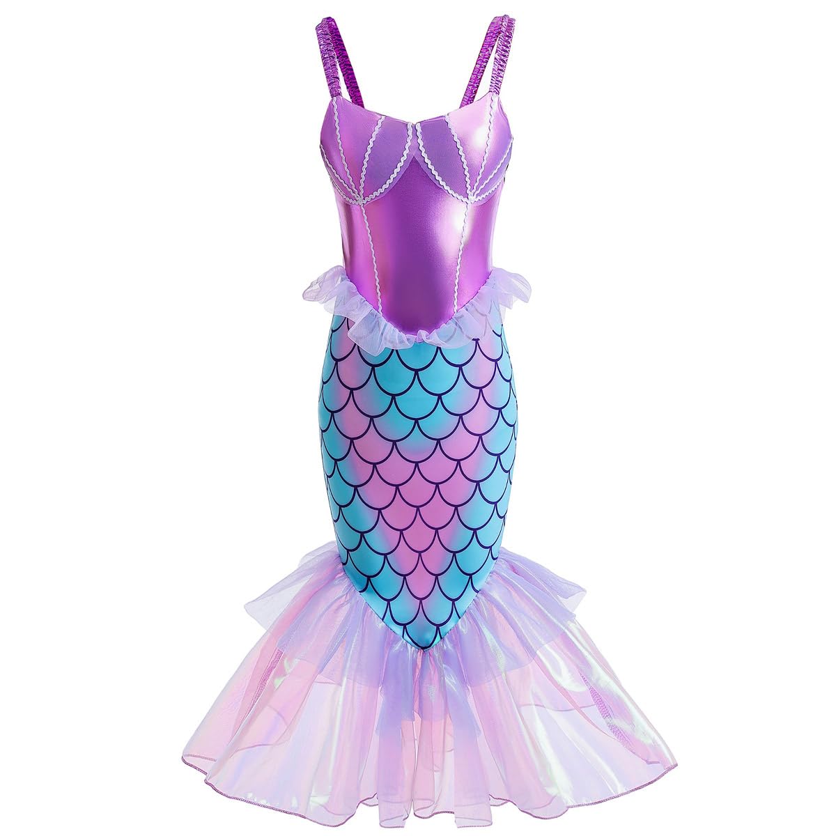 ZaisuiFun Little Girls Mermaid Costume Kids Party Fancy Dress up Cosplay Halloween Carnival Outfit, Rosa, 3-4 Years(Label 110)