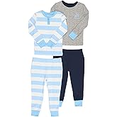 Tahari Boy Long Sleeve Shirt and Pants Pajamas 2-Pack Mix n Match Set, Blue, 24M