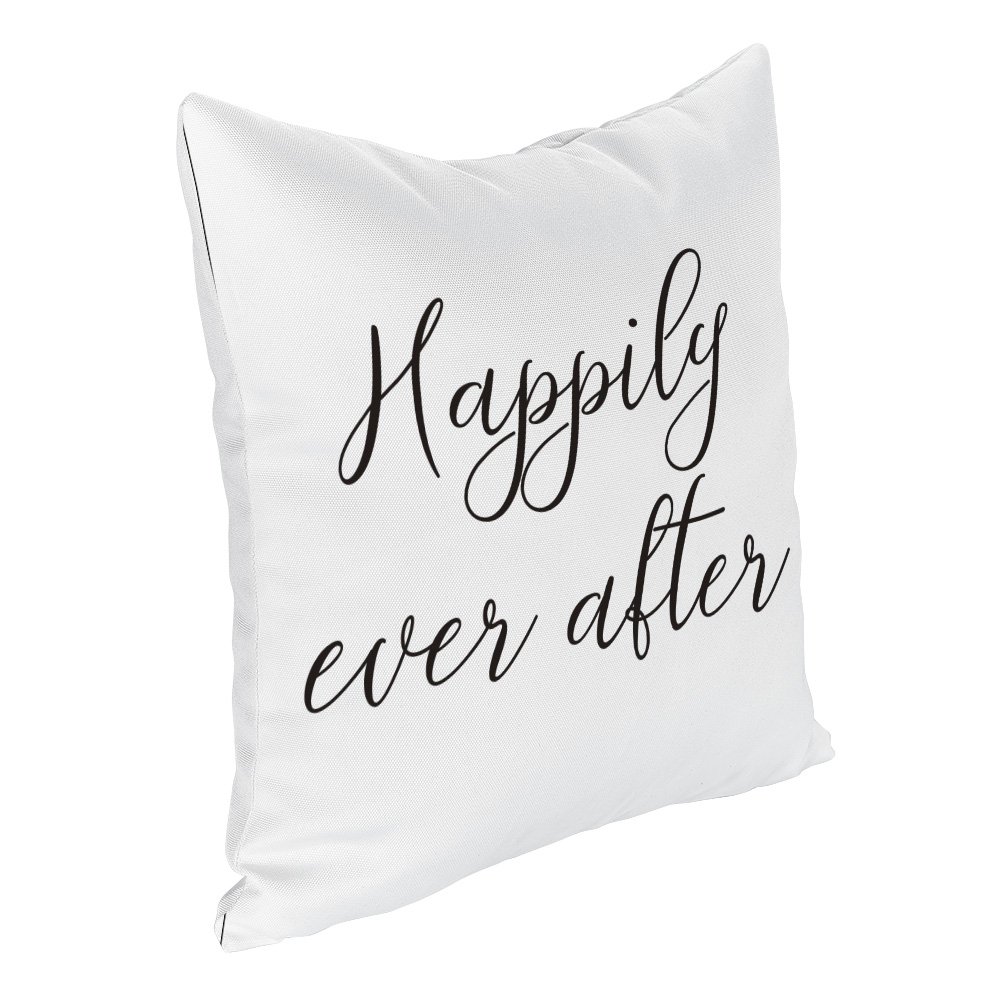 FabricMCC Throw Pillow Cover 18 Inch Quote Words Square Decorative Canvas Cushion Cover Throw Pillowcase for Couch (happily)