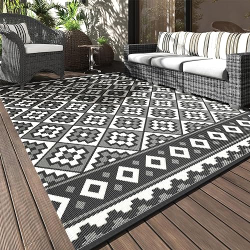 Outdoor Rug-Patio Rug 8X10 Outdoor Carpet Waterproof Reversible Outdoor Rugs Portable RV Mat Plastic Straw Mat for Patio Balcony RV Camping Backyard Picnic