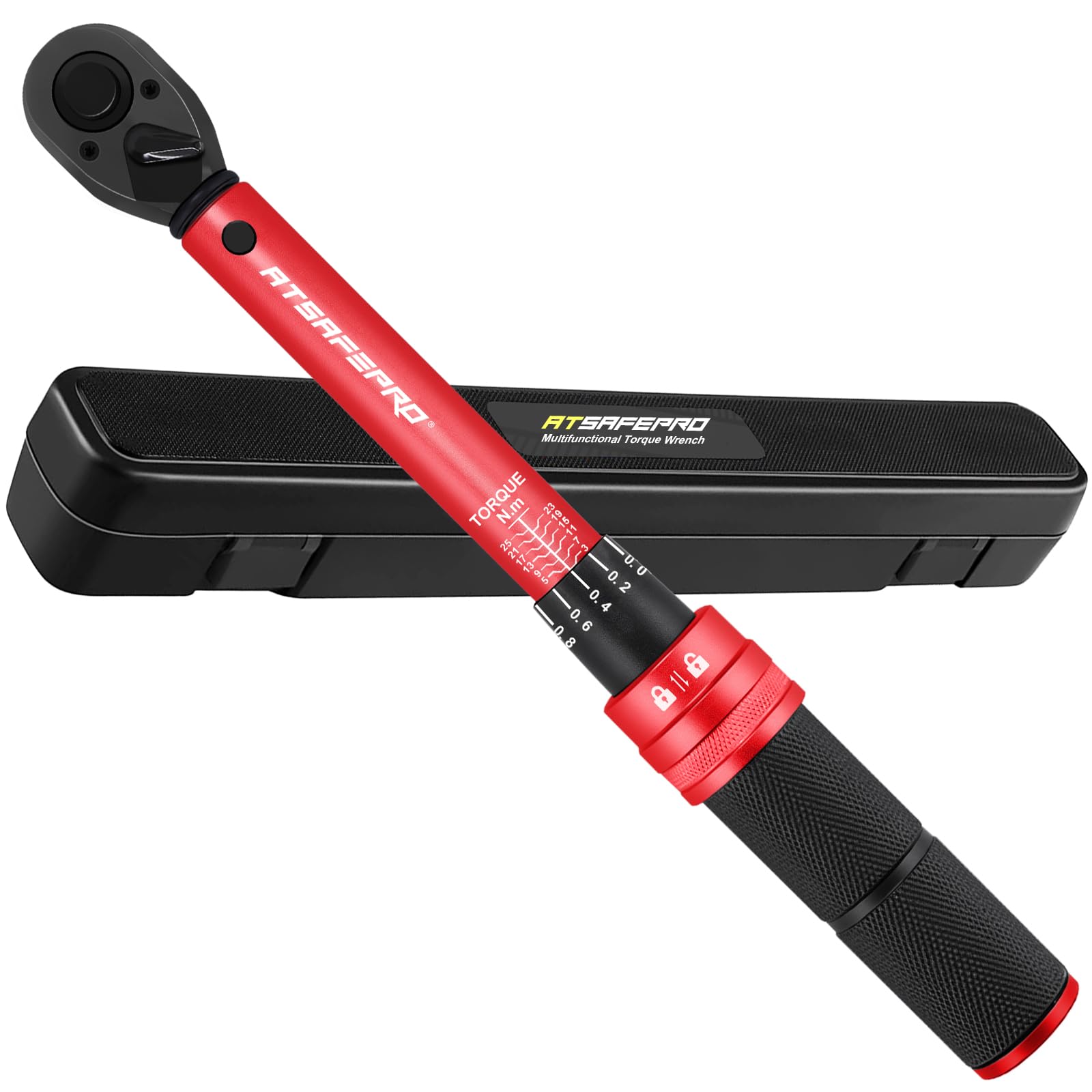 ATsafepro Torque Wrench 1/4",Bike Torque Wrench 3-25Nm Drive Click High Precision Repair Spanner for Bicycle Maintenance Kit for Road and Mountain Bikes Two-Way Ratchet — image 1