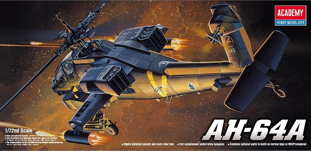 Academy -Boeing AH-64A Apache Helicopter Model (Replaces ACA02138) (ACA12488) Scale 1:72