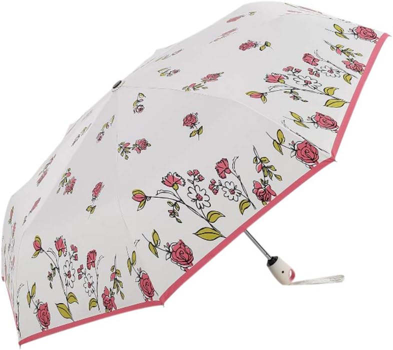 Automatic Folding Umbrella Rose Flower-Give You a Wave of Sweet Dating (Rose Flower Beige), Red,